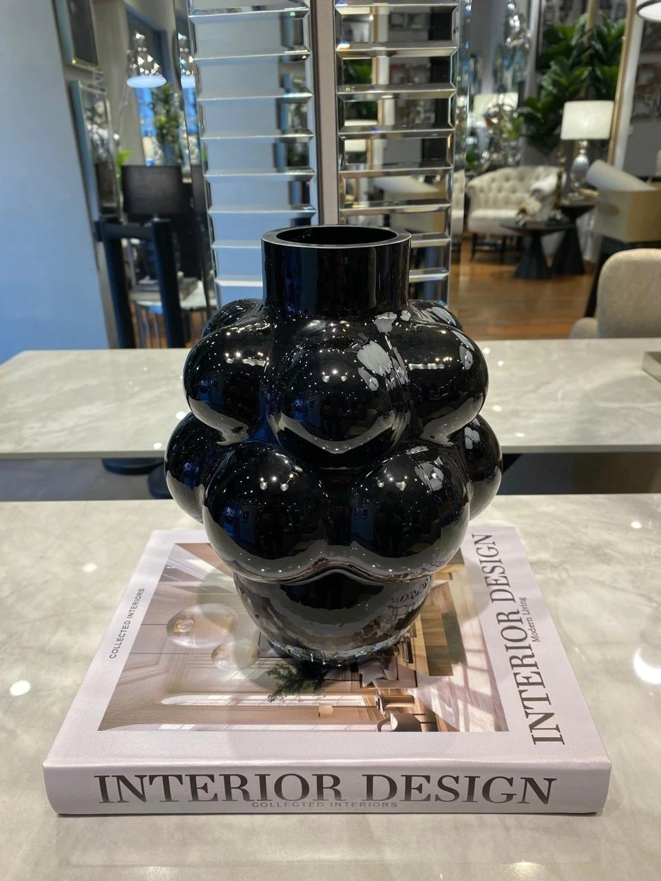 Jarrón Burbujas S negras en vidrio negro