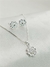 CONJUNTO BRINCO E PINGENTE FLOR COM 1 CRISTAL NO MIOLO