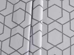 CORTINA RUSTICA 2.60m x 2.30m PANAMA/GEOMÉTRICA CINZA - D'CORA Interiores
