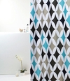 Cortina de Box Poliéster Losango Azul e Cinza 1.98 x 180 m