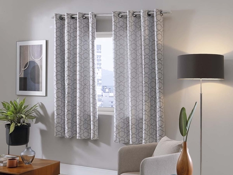 CORTINA RUSTICA 2.60m x 2.30m PANAMA/GEOMÉTRICA CINZA - comprar online