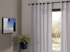 CORTINA RUSTICA 2.60m x 1.70m PANAMA/TRANCADO CINZA - D'CORA Interiores