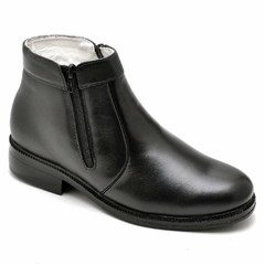 Botina Casual Conforto Couro De Carneiro Preto 1500