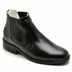 Botina Casual Conforto Couro De Carneiro Preto 1501