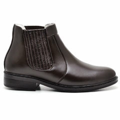 Botina Casual Conforto Couro De Carneiro Marrom 1501 - comprar online