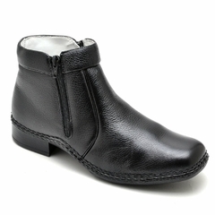 Botina Casual Conforto Couro Preto 1600