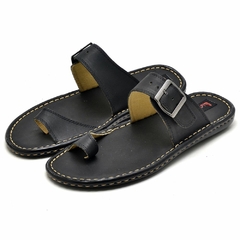 Chinelo Masculino Conforto Couro Preto 803 - comprar online