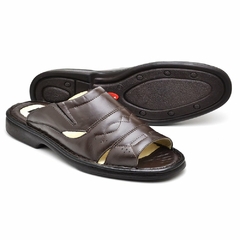 Chinelo Masculino Conforto Couro Marrom 2600 - comprar online