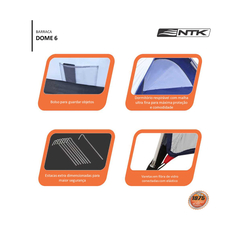 Barraca de camping NTK Dome 6 pessoas 1800mm de coluna d água