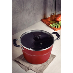 Caldeirão Tramontina Sicília Vermelho com Tampa de Vidro 24 cm 5,7 L