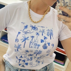 Camiseta T Shirt Branco Feminina Coqueiros