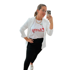Camiseta T Shirt Branco Feminina Tendencia Cerejas