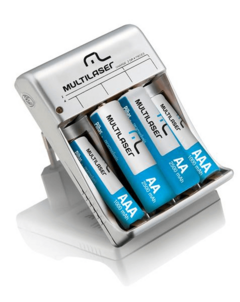 Carregador de Pilhas Bivolt AA e AAA Multilaser - CB045