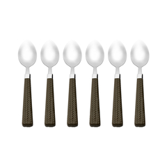 Colheres De Sobremesa Rattan Prata 6 Peças Mimo Style