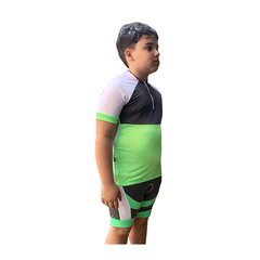 Kit Camiseta E Bermuda Ciclista Ciclismo Mtb Bike Infantil Verde
