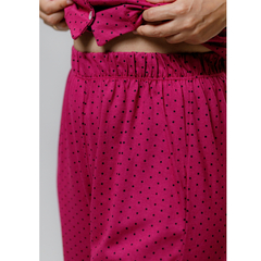 Pijama Americano Manga curta com Calca Algodão – Pink Poá