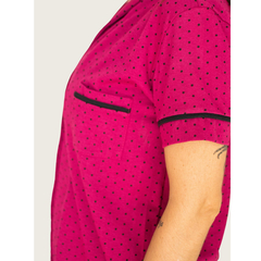 Pijama Americano Manga curta com Calca Algodão – Pink Poá