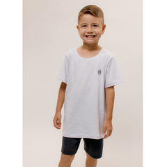 Pijama Infantil Manga Curta Algodão – Branco/ Preto mescla