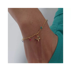 Pulseira arvore da Vida Com Zircônias Coloridas