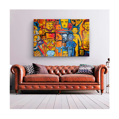 Quadro Abstratos e Geométricos Art Funky c/ Moldura Dourada e Vidro