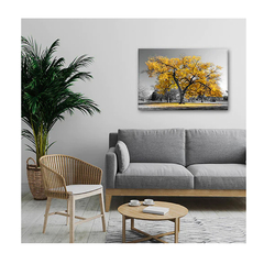 Quadro Paisagens e Natureza Arvore Amarela c/ Moldura Dourada