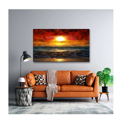 Quadro Paisagens e Natureza Beautiful Sunset c/ Moldura Dourada e Vidro