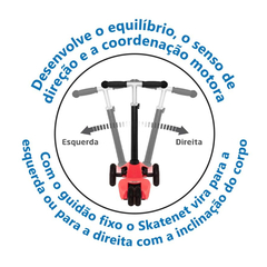 Skatenet LED Regulável com Guidão Ajustável e Freio Traseiro