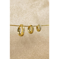 Trio de Argolinhas Com Zirconia Banhado em Ouro 18k