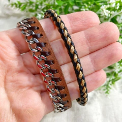 Kit pulseiras couro marrons