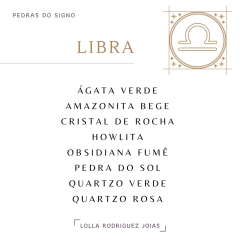 Colar signo Libra amazonita bege banho ródio - loja online