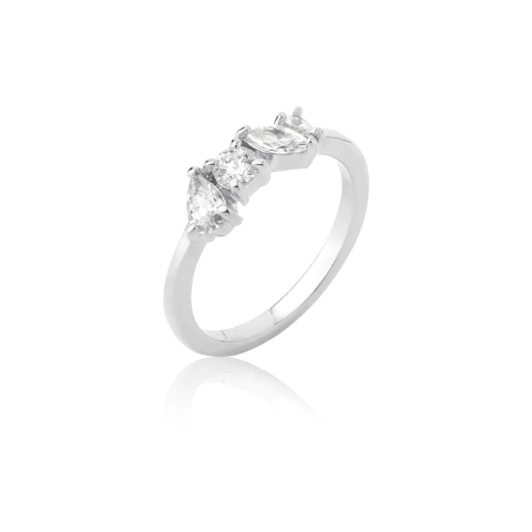 anel semijoia meia-aliança pedrinhas zircônias banhado a ródio