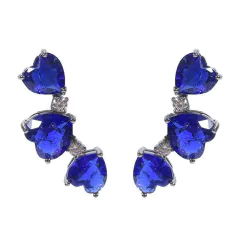 brinco semijoia earcuff coração safira fusion banhado a ródio negro