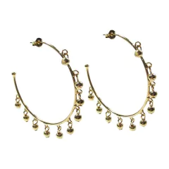 brinco semijoia de argolas com bolinhas banhado a ouro 18k