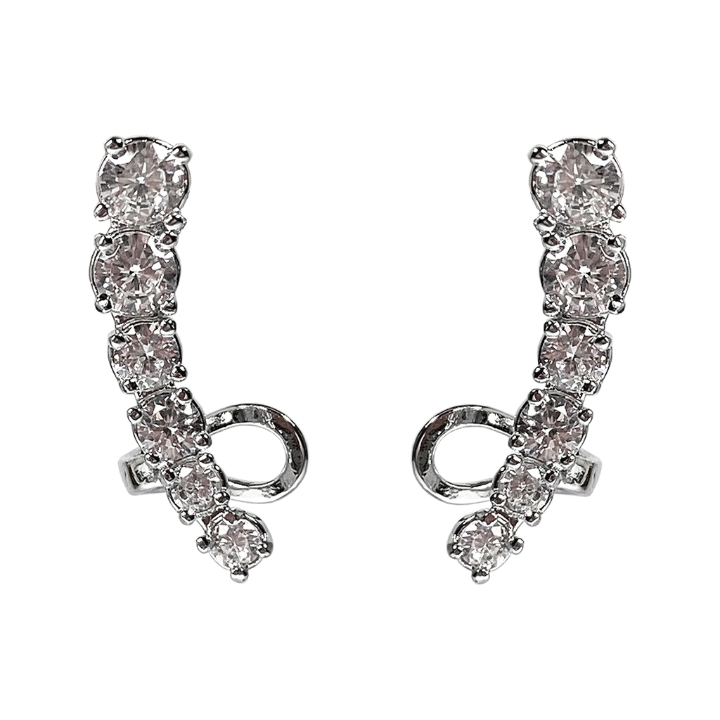 Brinco earcuff zircônias banho ródio