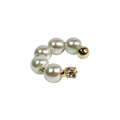 brinco semijoia piercing de pressão em pérolas shell e ponto de luz zircônia banho ouro
