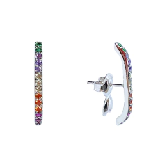 detalhe do brinco semijoia earhook zircônias coloridas banhado a ródio