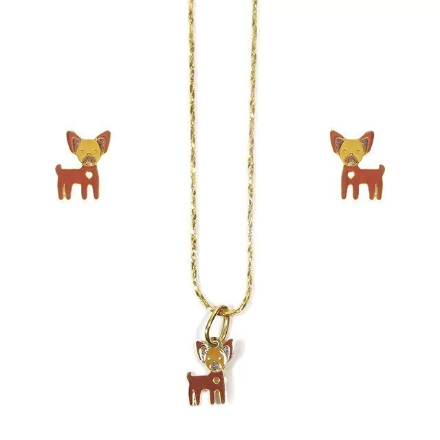 Conjunto yorkshire banho ouro