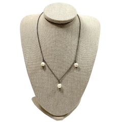 colar semijoia energética gargantilha pérolas água doce natural banhado a ródio negro