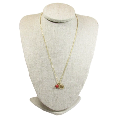 colar semijoia do signo Virgem com pedra howlita salmão banhado a ouro 18k