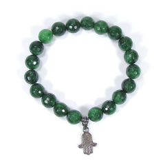 Pulseira jade verde Mão De Fátima banho ródio negro na internet