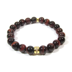 pulseira handmade japamala semijoia de olho de boi com entremeio banhado a ouro 18k