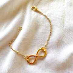 pulseira semijoia feminina de corrente com pingente infinito banhado a ouro 18k