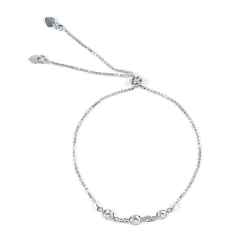 pulseira semijoia ajustável com ponto luzes zircônias banhada a ródio