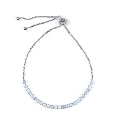 pulseira semijoia ajustável em cristais furta-cor banhada a ródio branco