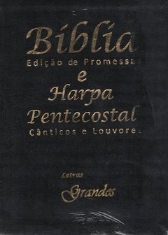 BÍBLIA SAGRADA PEQUENA COM HARPA PENTECOSTAL LETRA GRANDE PRETO LUXO CÓD. 21230