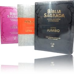 BIBLIA SAGRADA GRANDE LETRA JUMBO COM HARPA AVIVADA E CORINHOS COR PRETA cód. 25635