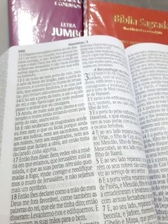 BIBLIA SAGRADA GRANDE LETRA JUMBO COM HARPA AVIVADA E CORINHOS COR PRETA cód. 25635 - loja online