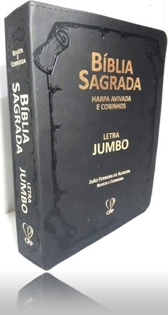 BIBLIA SAGRADA GRANDE LETRA JUMBO COM HARPA AVIVADA E CORINHOS COR PRETA cód. 25635 - Loja Maranata Gospel