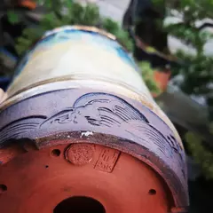 Vaso cerâmico FujiPot alta queima esmaltado A18,5x16cm - FujiBonsai