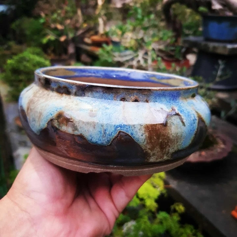 Vaso cerâmico FujiPot alta queima esmaltado A5,5x16Cm